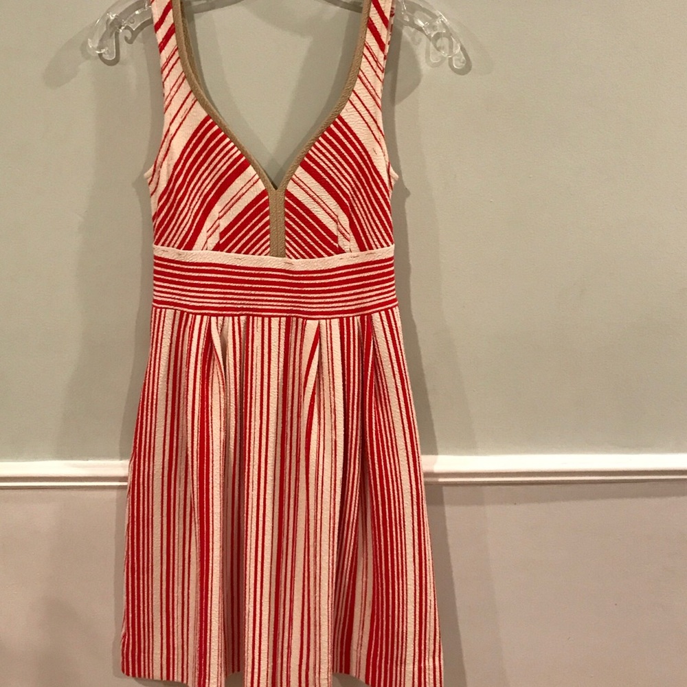 Red and white stripe dress